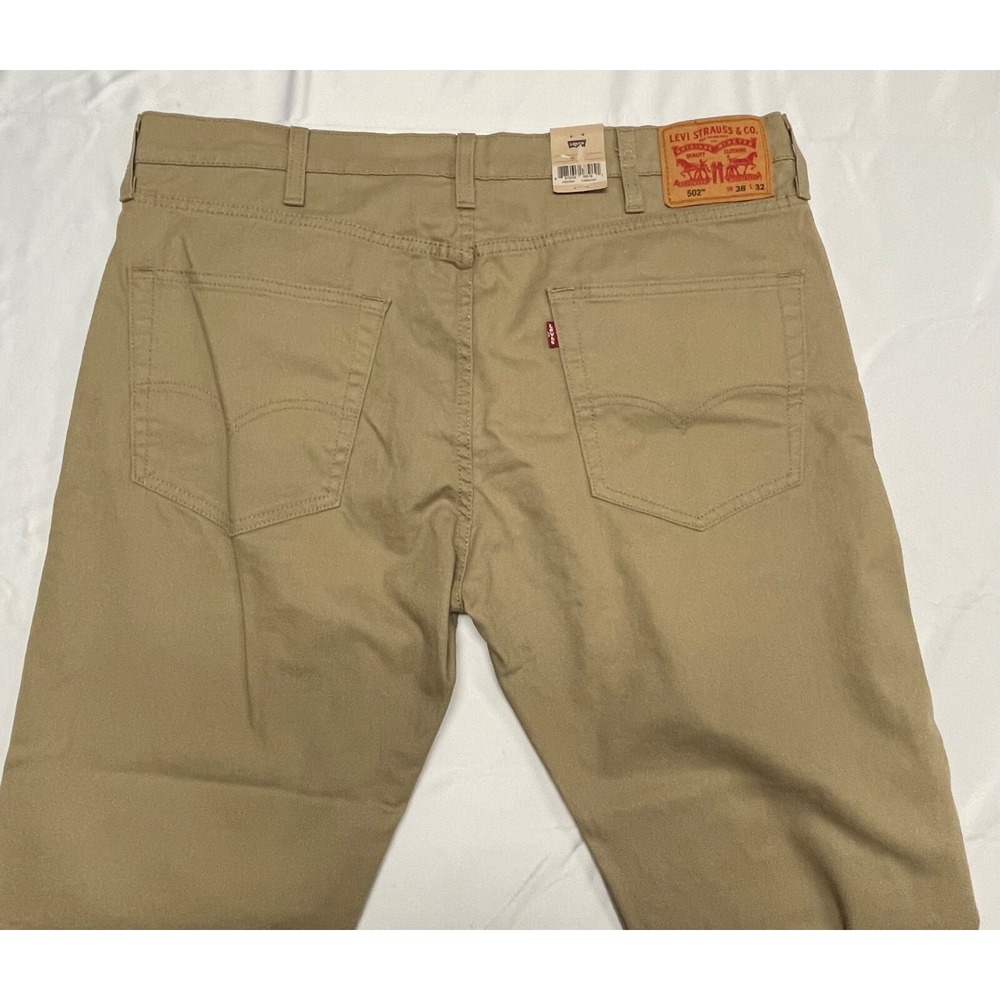 LEVIS 502 JEANS MENS 38 X 32 TAN 502 TAPER STRETCH 99% COTTON - Picture 7 of 14